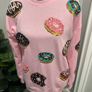 Pink Donut Embellished Sweater